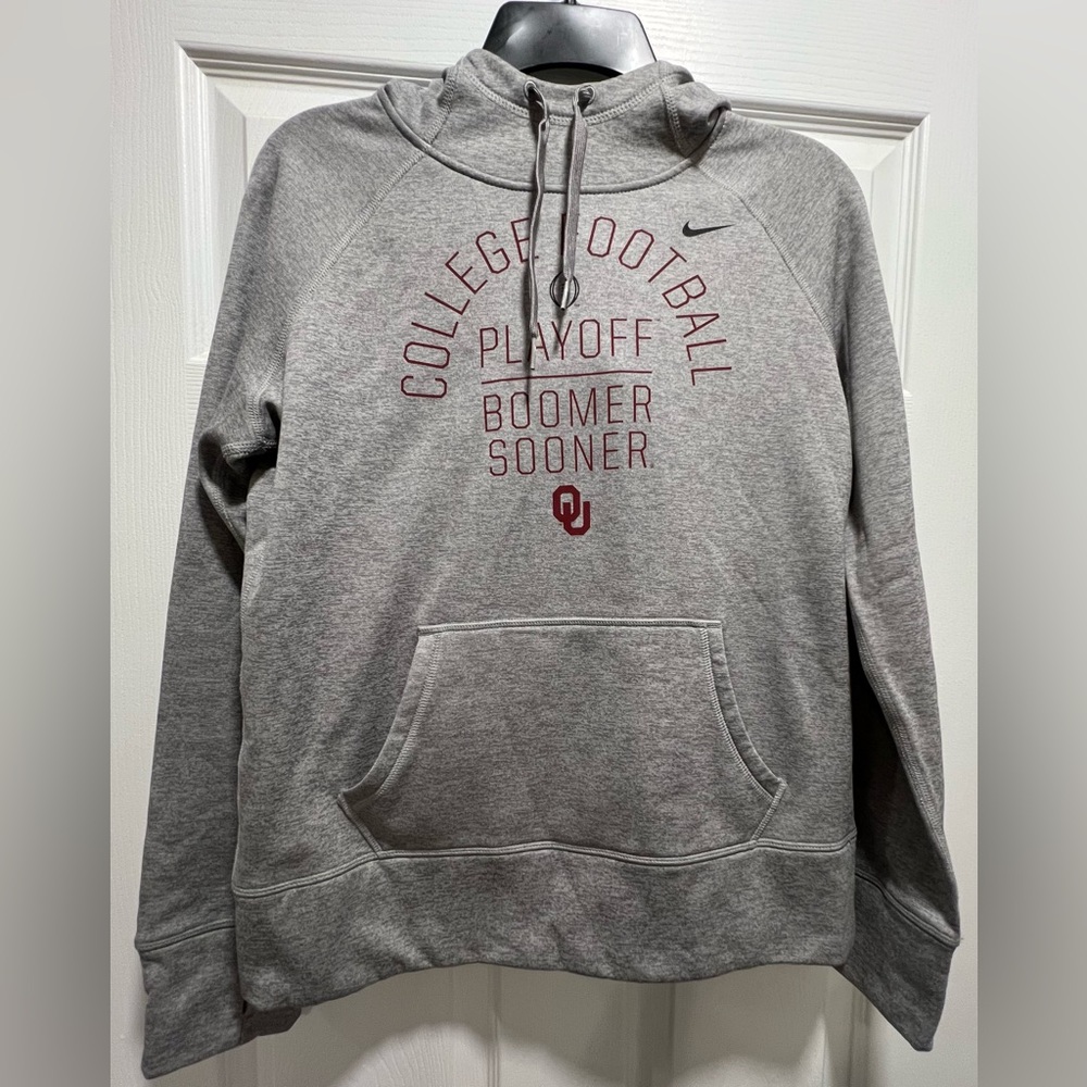 Nike Gray Crewneck Pullover with OU 'Boomer Sooner' Graphic